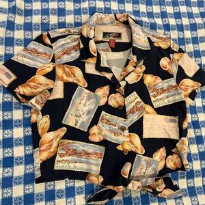 La Cabana Tie Front Blouse w Postcards and Conch Shells